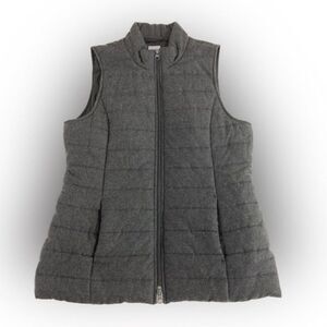 J.Jill Puffer Vest Women’s XS Gray Quilted Lightweight Pockets Preppy